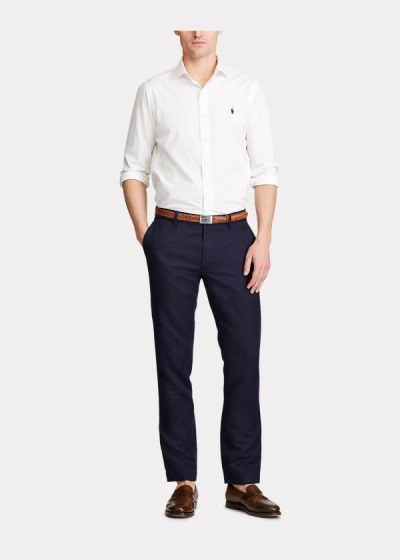 Pantalones Polo Ralph Lauren Hombre Azul Marino - Slim Fit Linen-Blend - VLJGQ6057